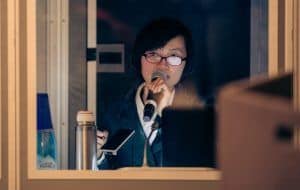Our interpreter May CHEN working in the Booth for Sunan Cup Startup Competition this year in Town Hall
